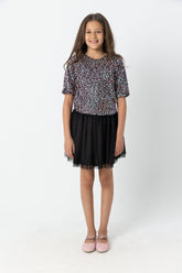 Glittered Top With Tull Skirt Set